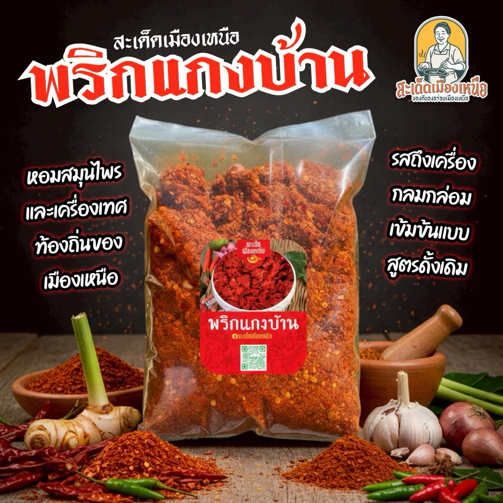 สะเด็ด พริกแกงเมือง พริกแกงเผ็ด 200/500กรัม ทำสด ตำเอง หอมเครื่องแกง สูตรแม่สาย