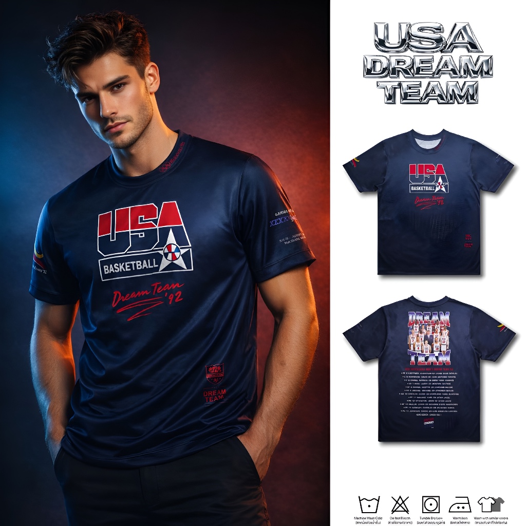 เสื้อยืด เสื้อแขนสั้น Shooting Shirts USA DREAM TEAM NAVY  [ มีไซส์ใหญ่ ]