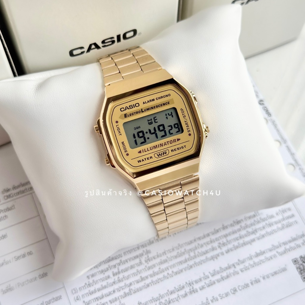 CASIO นาฬิกาข้อมือดิจิตอล ของแท้ เครื่องศูนย์ CMG รุ่น A168WG-9W / A168 ประกัน CMG 1 ปีเต็ม