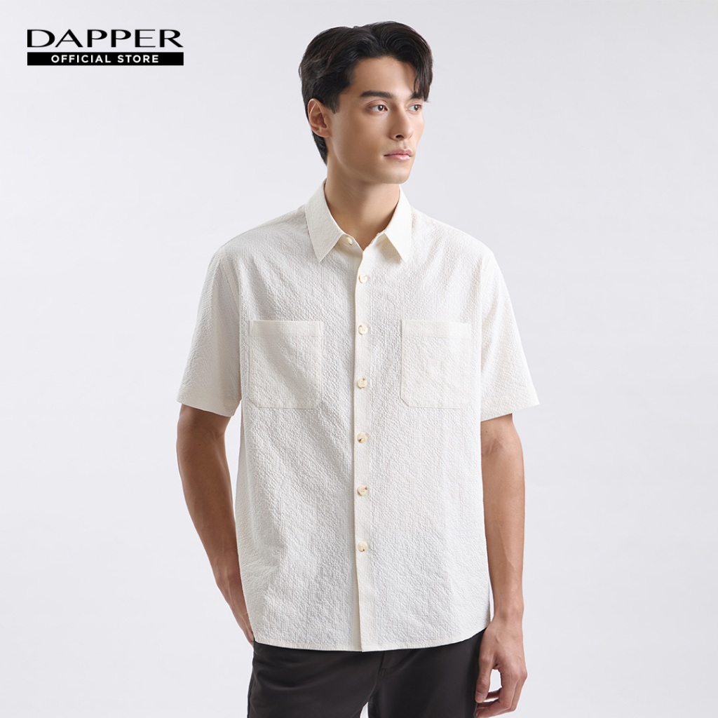 DAPPER เสื้อเชิ้ตแขนสั้น Textured Seersucker Shirt สีไอวอรี่ (BCS/IV/551TS)