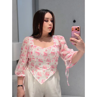 Maharani - Ivy Floral Top เสื้อสาวอวบ(เป็นเสื้อครอปสั้น) - อก 38-46“ - #T146