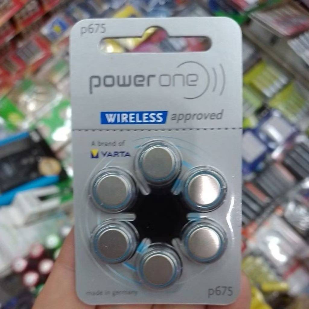 ถ่านเครื่องช่วยฟัง Power One P675 Wireless Approved A675, ZA675, PR44 แพค6ก้อน 1.45V ของแท้ Made in 