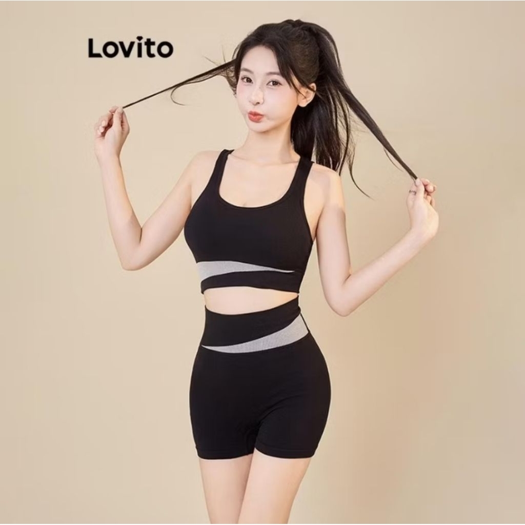 Lovito สปอร์ตบราชุดเซ็ท สีดำ ใส่เล่นกีฬา 🖤🐈‍⬛✨