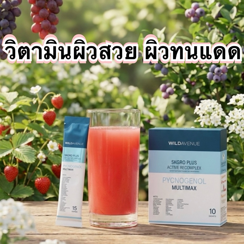 🍷 Wild Avenue SKGRO Plus Active Recomplex [ยกกล่อง10ซอง]🍷 ผิวเปล่งปลัง ออร่า กระจ่างใส ต้านแก่ ลดริ้วรอย ต้านอนุมูลอิสระ