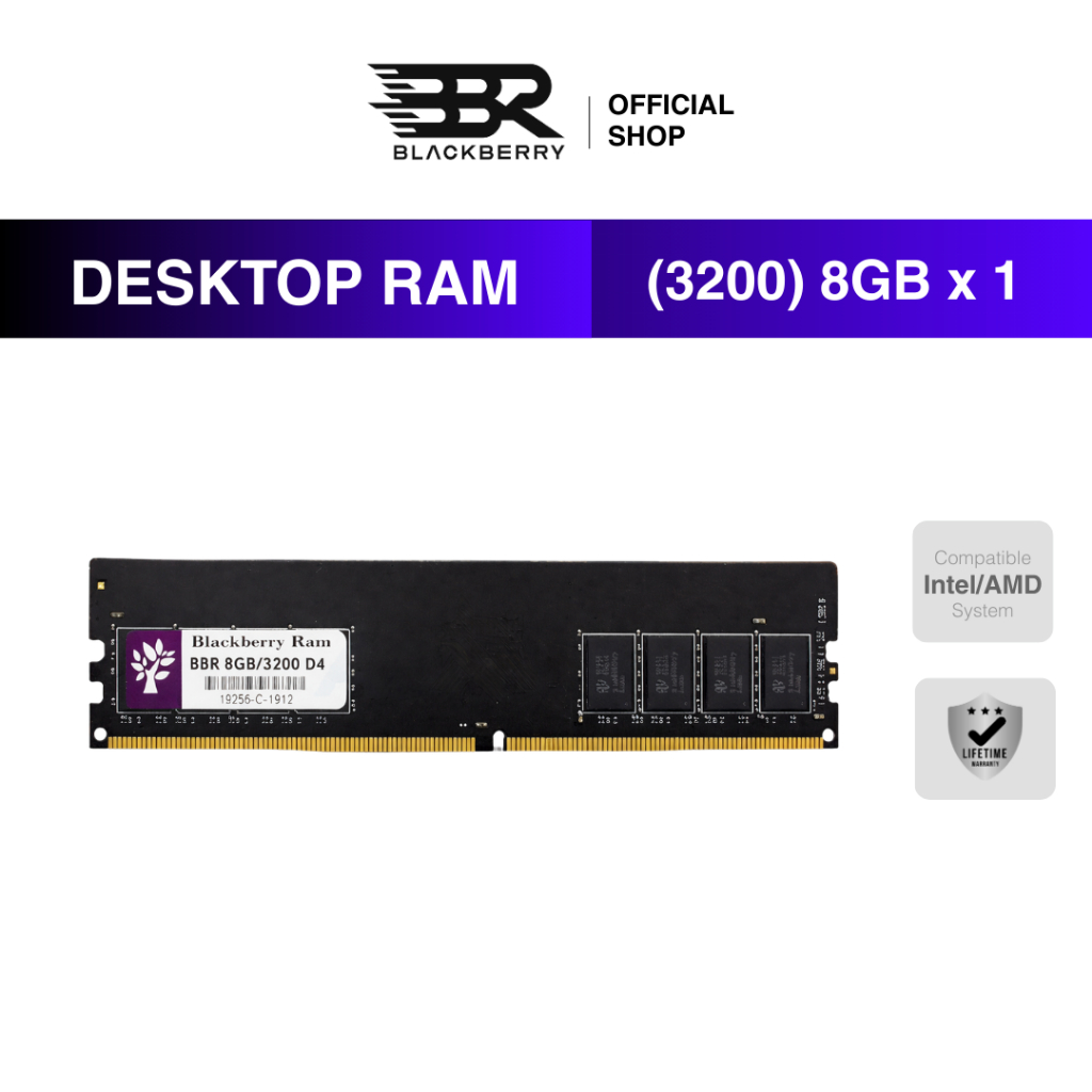 RAM PC DDR4 8GB 3200MHz Blackberry (BBR) 8 Chips รองรับ Intel/AMD ประกัน Lifetime