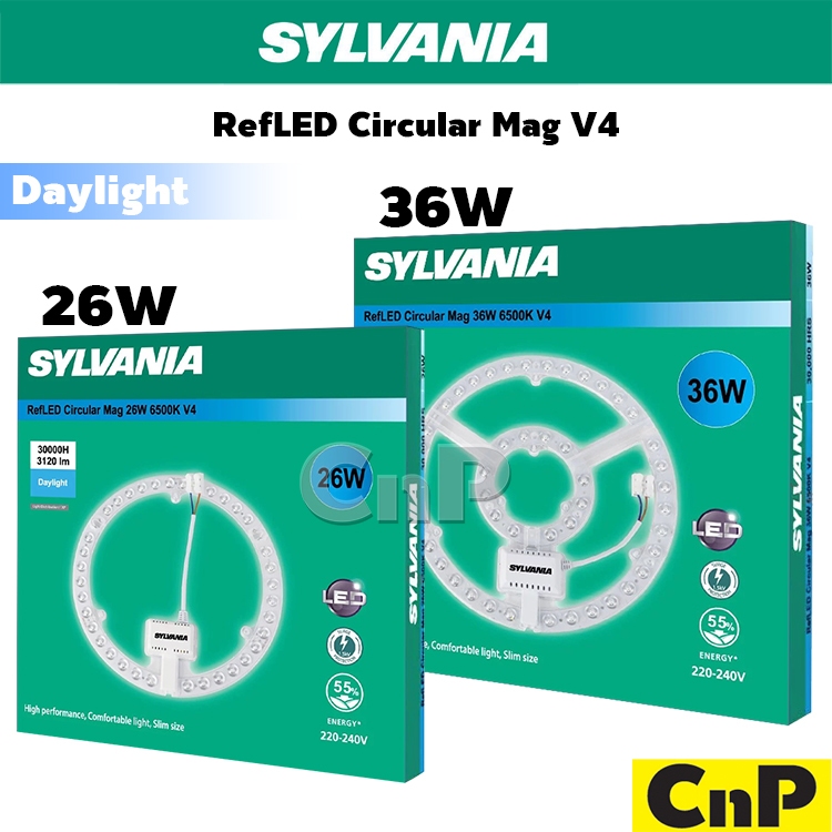 SYLVANIA แผ่นชิพโคมไฟเพดาน แผงไฟเพดาน แผงไฟแม่เหล็ก LED 26W 36W ซีลวาเนีย รุ่น Circular Mag V4 (ใช้แทนหลอดนีออนกลม 32W)