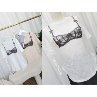 🚨SALE🚨เสื้อยืดผ้าสลาฟ งานป้าย สกรีนลายบราน่ารัก