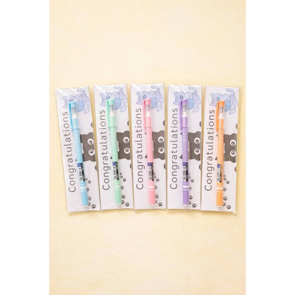 ปากกาสีน้ำเงิน Elfen 0.5 รุ่น Liso Smile (คละสี) ลายแมวดำ ปากกาปัจฉิม ของขวัญปัจฉิม ของที่ระลึก ของข