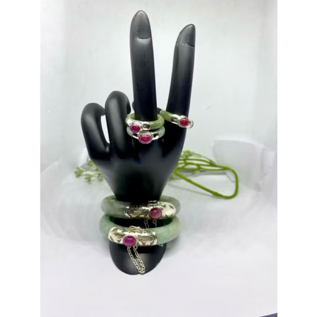 แหวนหยกแท้หุ้มเงินแท้92.5ประดับด้วยทับทิมแท้คัดพลอยมาสวยๆเลยค่ะประดับด้วยหยกก็มีไพลินอัฟริกาก็มีน่ะค่ะ - รูปที่ 7