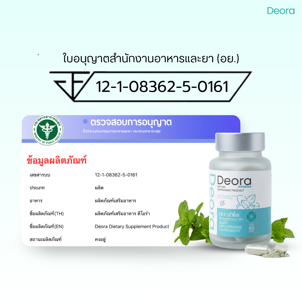 Deora by Nura Bliss อาหารเสริมกลิ่นตัว-กลิ่นปาก (60 แคปซูล) l Internal Deodorant Supplement - รูปที่ 5