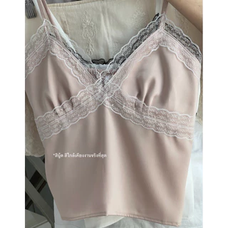 sanza top สายเดี่ยวลูกไม้ ❗️ก่อนกดสีนู้ดเลื่อนดูสีจริงก่อนนะคะ* บางรูปสีอาจเพี้ยนได้ถ่ายจากงานจริง