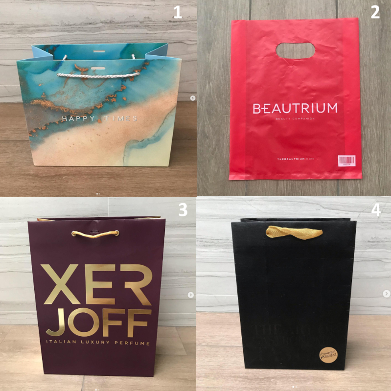 ถุง ถุงกระดาษ แบรนด์ HAPPY TIMES , BEAUTRIUM , XERJOFF , Gourmet market ของแท้ ใส่ของขวัญ เครื่องสำอ