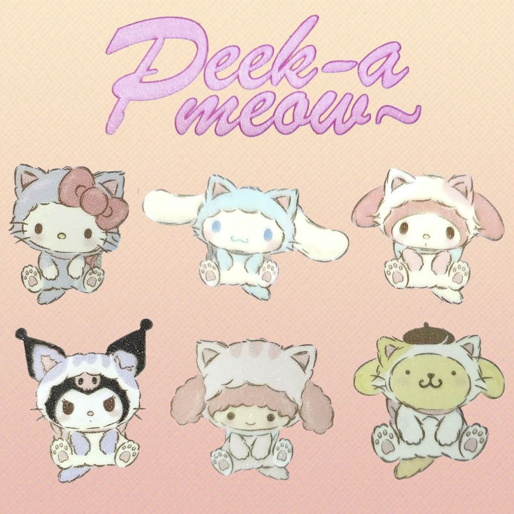 🚚พร้อมส่ง...ของแท้💥MINISO Sanrio Peek-a-meow Vinyl Plush Pendant💥