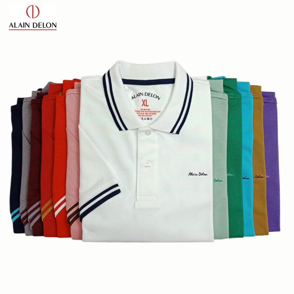 Alain Delon Polo เสื้อโปโล สีพื้น ผู้ชาย ไม่มีกระเป๋า รุ่น SSK016-1