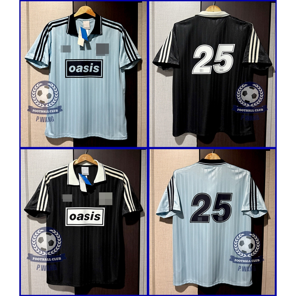 New!! เสื้อฟุตบอลคอปก oasis x Oาดิดาส  ปี 2025 สีดำ และ สีฟ้า พร้อมสกรีนเลข-25 คุณภาพสูงรับประกันคุณภาพสินค้า