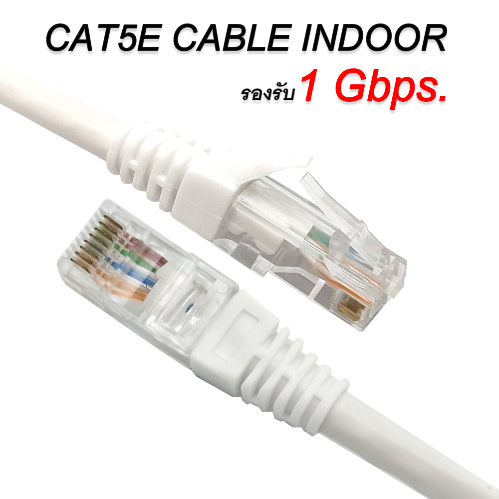 สายแลน CAT5e สำเร็จรูป สีขาว UTP Cat5e Cable Indoor