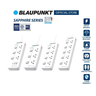 🇹🇭ส่งทันที BLAUPUNKT ปลั๊กไฟมินิมอล สวิตช์แยก 3-5 ช่อง มาตรฐาน มอก.ทองเหลืองแท้ 100% รองรับ 2300W
