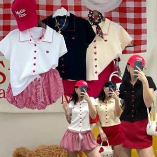 heart bottom top.🤍🖤🍦❣️ เสื้อคอปก แต่งหยักช่วงขอบ น่ารักมาก เ…