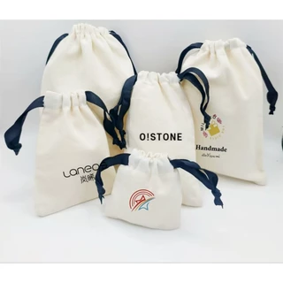 Liveinstyle​ ถุงผ้าหูรูด ถุงผ้าแคนวาส ถุงผ้าฝ้าย ริบบิ้นดำ ถุงใส่เครื่องประดับ ถุงใส่ของชำร่วย ผ้าแคนวาสเนื้อหนา