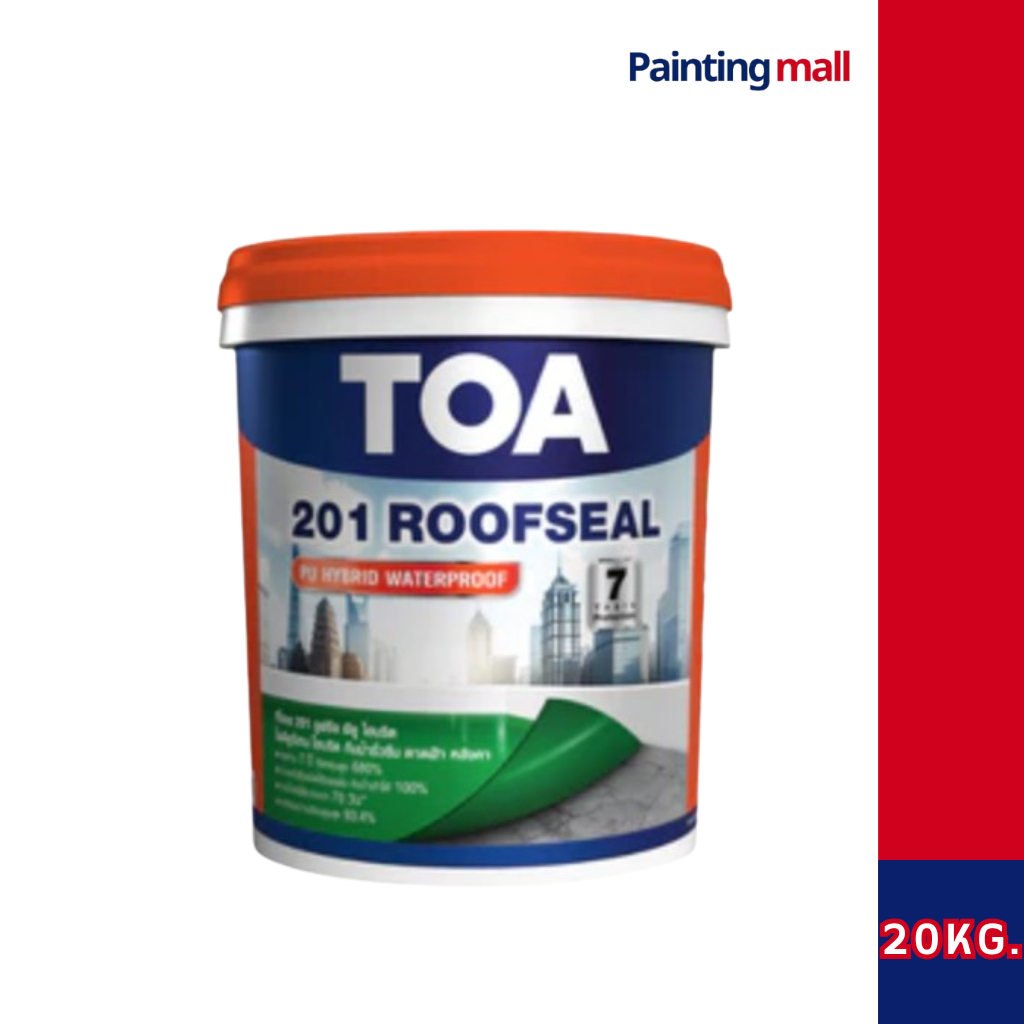 สีทากันซึม TOA 201 รูฟซีล อะคริลิกทากันรั่วซึม 100% (ขนาด 20kg) สำหรับดาดฟ้า หลังคา สีกันรั่ว สีกันซ