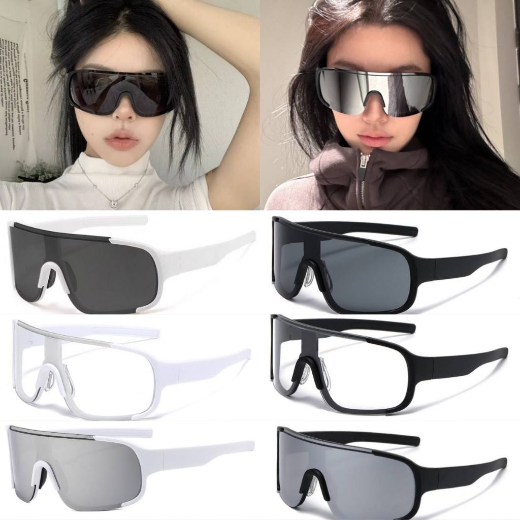 แว่นกันแดดสปอร์ต UV400 ทรงใหญ่เต็มหน้า กันลม กันฝุ่น ปั่นจักรยาน วิ่ง ขี่มอเตอร์ไซค์ ใส่ได้ชายหญิง