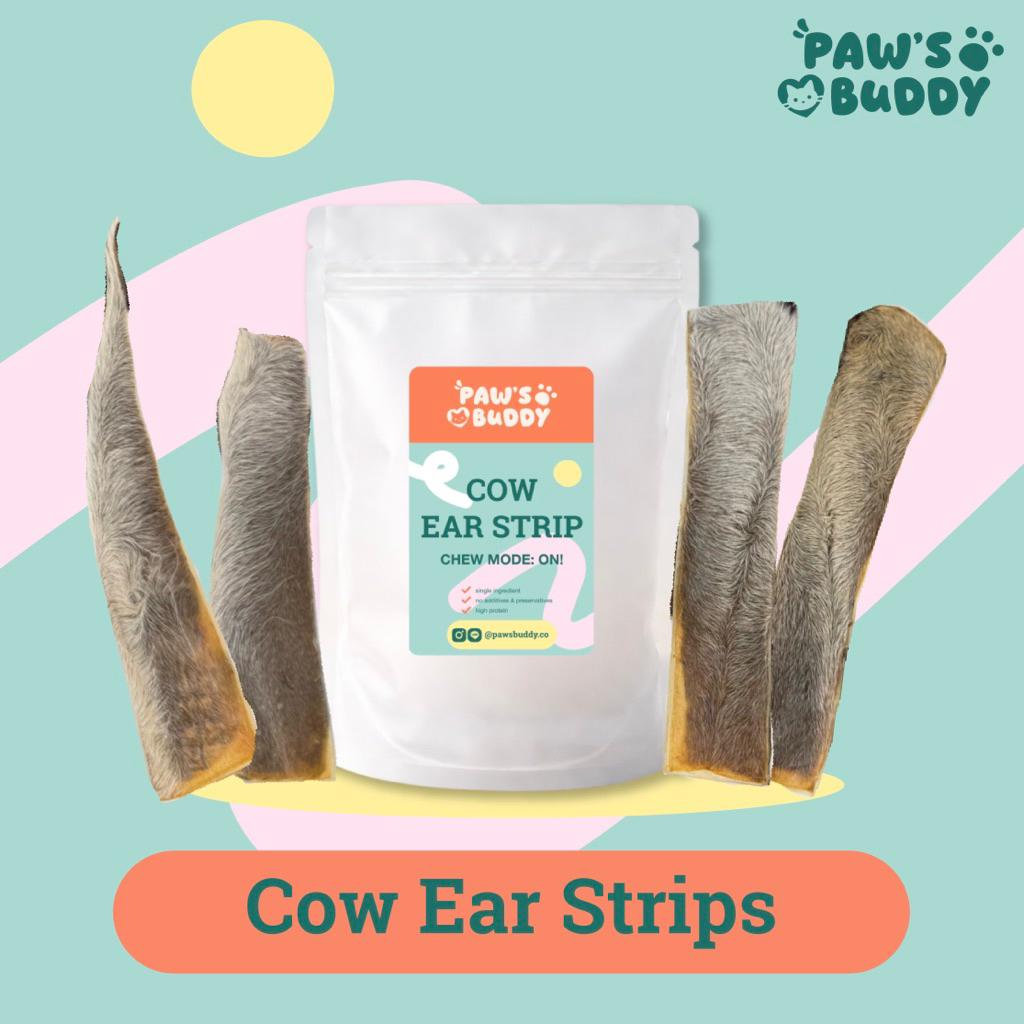 ขนมสุนัข หูวัวอบแห้งแบบตัดเส้น Paw’s Buddy 60g￼