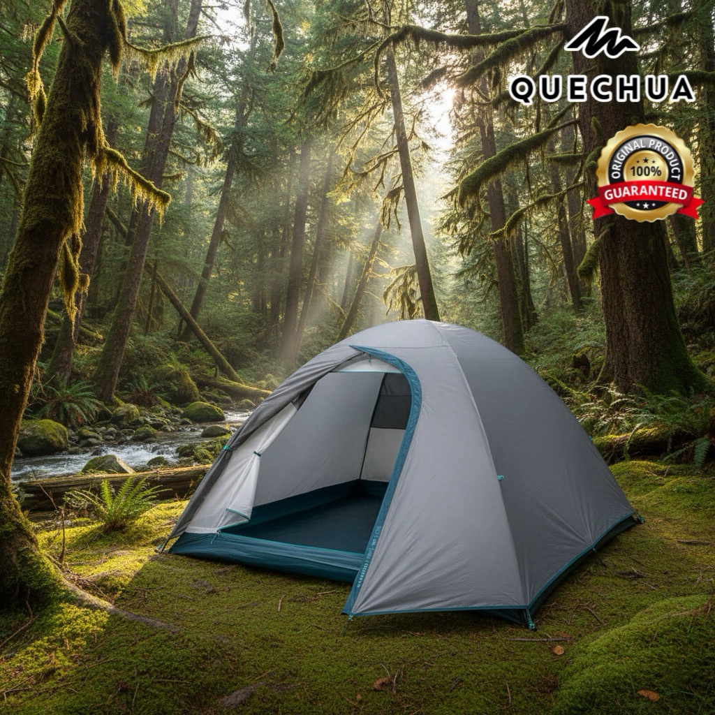 เต็นท์ตั้งแคมป์สำหรับ 3 คน รุ่น MH100 (สีเทา) QUECHUA