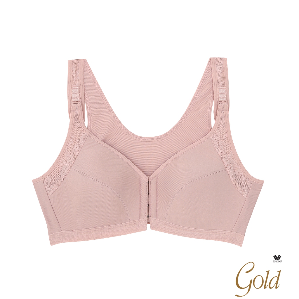 Wacoal Gold บราเพื่อสุขภาพ ตะขอหน้า แบบไร้โครง รุ่น WO1548 สีชมพู (WR)