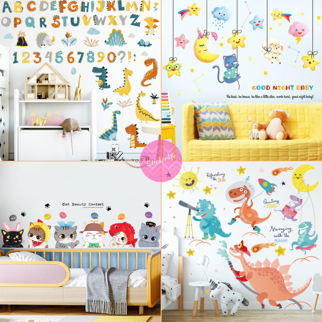 สติ๊กเกอร์ลายการ์ตูน สติ๊กเกอร์การ์ตูน สติ๊กเกอร์ ABC sticker สติ๊กเกอร์ ตกแต่งห้องเด็ก พร้อมส่ง