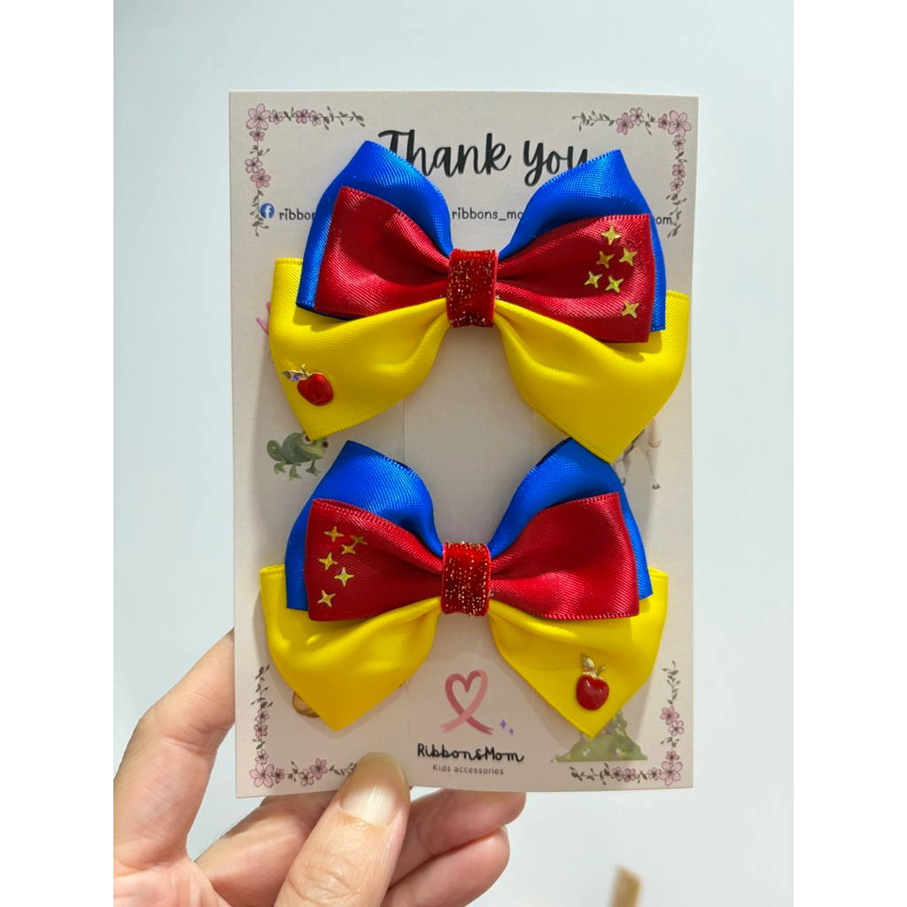 โบว์คู่ติดผม โบว์เจ้าหญิง Snow white star bow