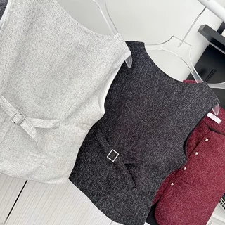 CARBEEE VEST เสื้อกั๊กทรงเวสผ้าทวิตมีซับในทั้งตัว
