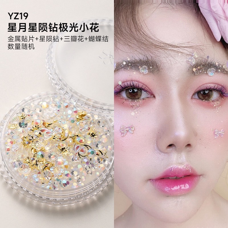 คริสตัลเพชร ติดเล็บ คริสตัลติดหน้า อุปกรณ์ตกแต่ง ไม่มีกาว งานประดิษฐิ์ DIY การ์ดอวยพร Diary มุก เพชร โบว์ ผีเสื้อ