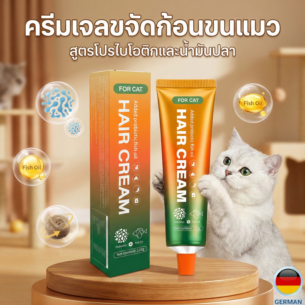 【พร้อมส่ง】FOR CAT ครีมละลายก้อนขนแมว ลดการอาเจียน เพิ่มโปรไบโอติก+น้ำมันปลา 120g