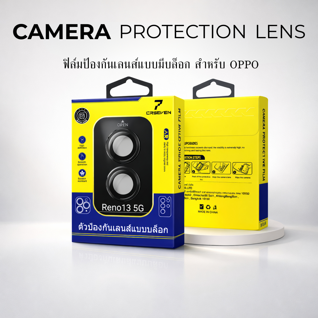 JC168 (012)ฟิล์มกันรอยกล้อง ตัวป้องกันเลนส์แบบมีบล้อกช่วยติด สำหรับOPPO A96 5G A17 A78 4G A79 5G Ren