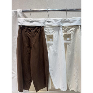 งานป้าย กางเกงขายาวทรงกระบอกใหญ่ barrel เอวยืด ผ้า Cotton ทร…