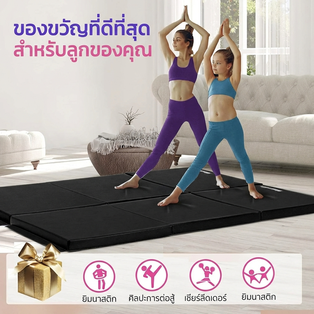 เสื่อโยคะ เบาะออกกำลังกายพับได้ 3 ส่วน เบาะออกกำลังกาย Foldable Exercise Mat เบาะซิทอัพ มีสายหิ้วพกพาสะดวก ความหนา 5 ซม รูปที่ 2