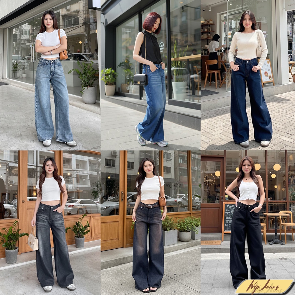 กางเกงยีนส์ทรง Baggy เอวสูง ผ้าไม่ยืด ทรงโคร่งสไตล์ Y2K เก็บพุงพรางหุ่น สวยเท่มีเทสต์ ใส่ได้ทุกวัน TB11
