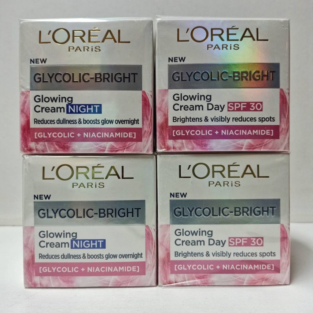 L'oreal ลอรีอัล ปารีส ไกลโคลิค-ไบรท์ โกลว์อิ้ง ครีม เดย์ เอสพีเอฟ30,ไนท์ ครีม 50 ml.