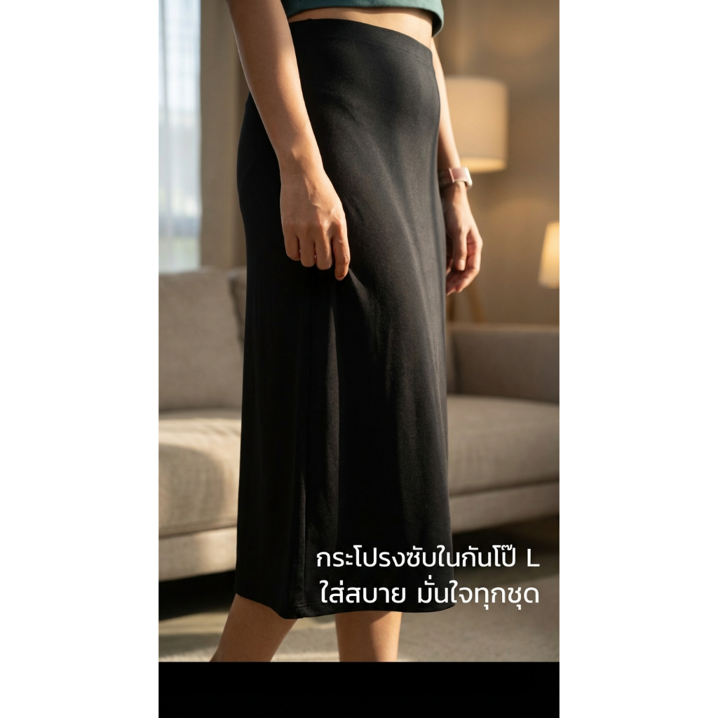 { กระโปรงซับใน (ยาว) L } ยาวคลุมเข่า แบรนด์ CHOTYSHOP สินค้าผลิตในไทย DBL