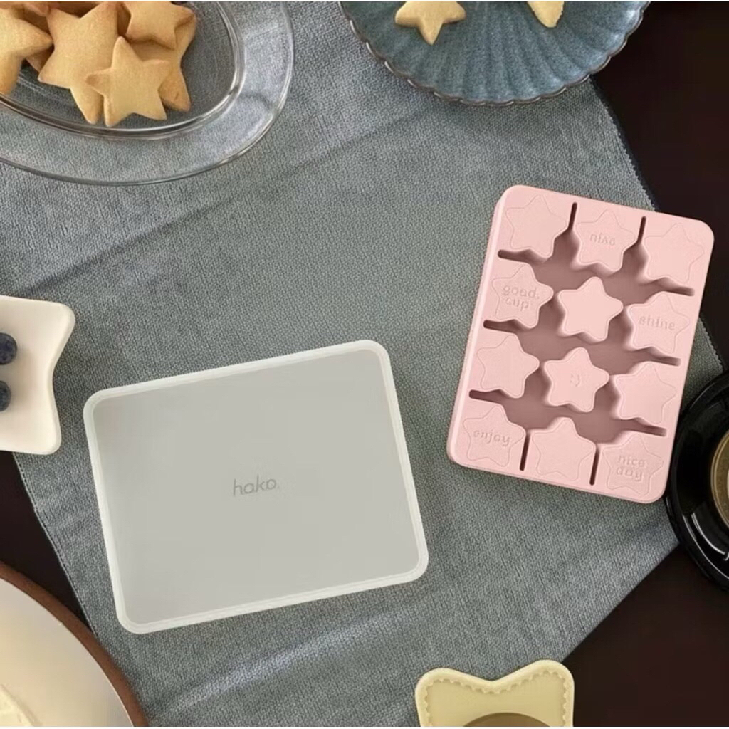 (พร้อมส่ง) Hako Silicone Ice Tray Star 💫 สีฟ้า สีชมพู สีม่วง พร้อมฝา food grade 💗💘