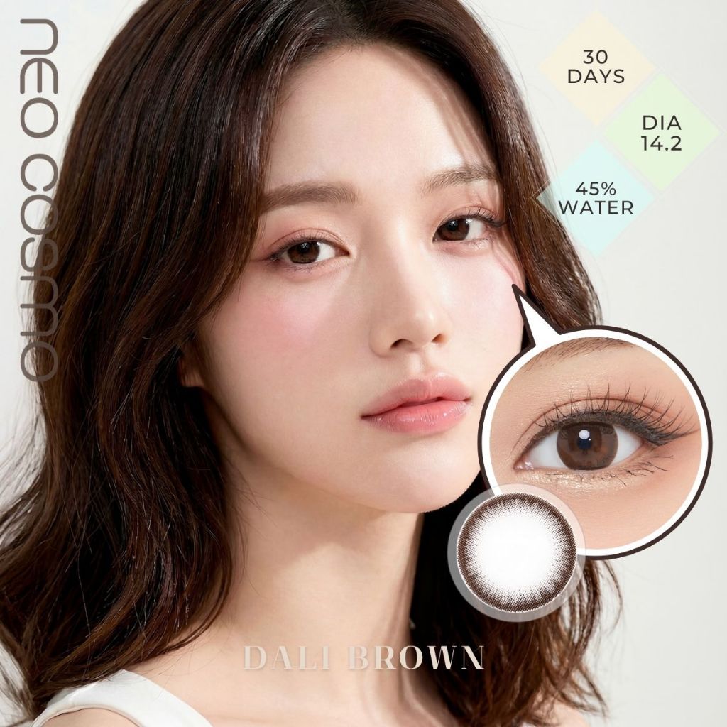 คอนแทคเลนส์ Dali Brown (Neo Cosmo) สีน้ำตาลช็อคโกแลต ตาใสเป็นประกาย มีค่าสายตา มีส่งด่วนใน กทม.