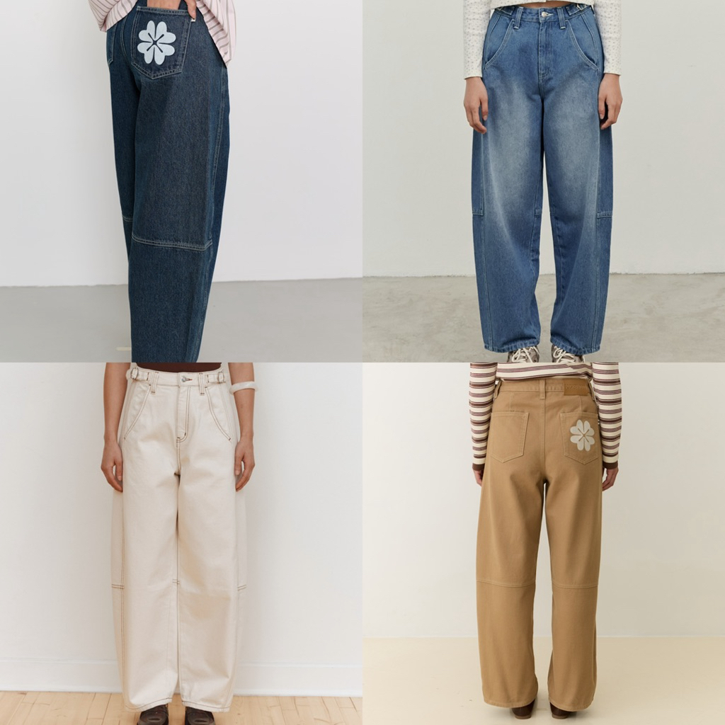 Kylie Barrel Jeans [พร้อมส่ง] กางเกงขายาวทรง Barrel มี buckle ปรับเอวได้