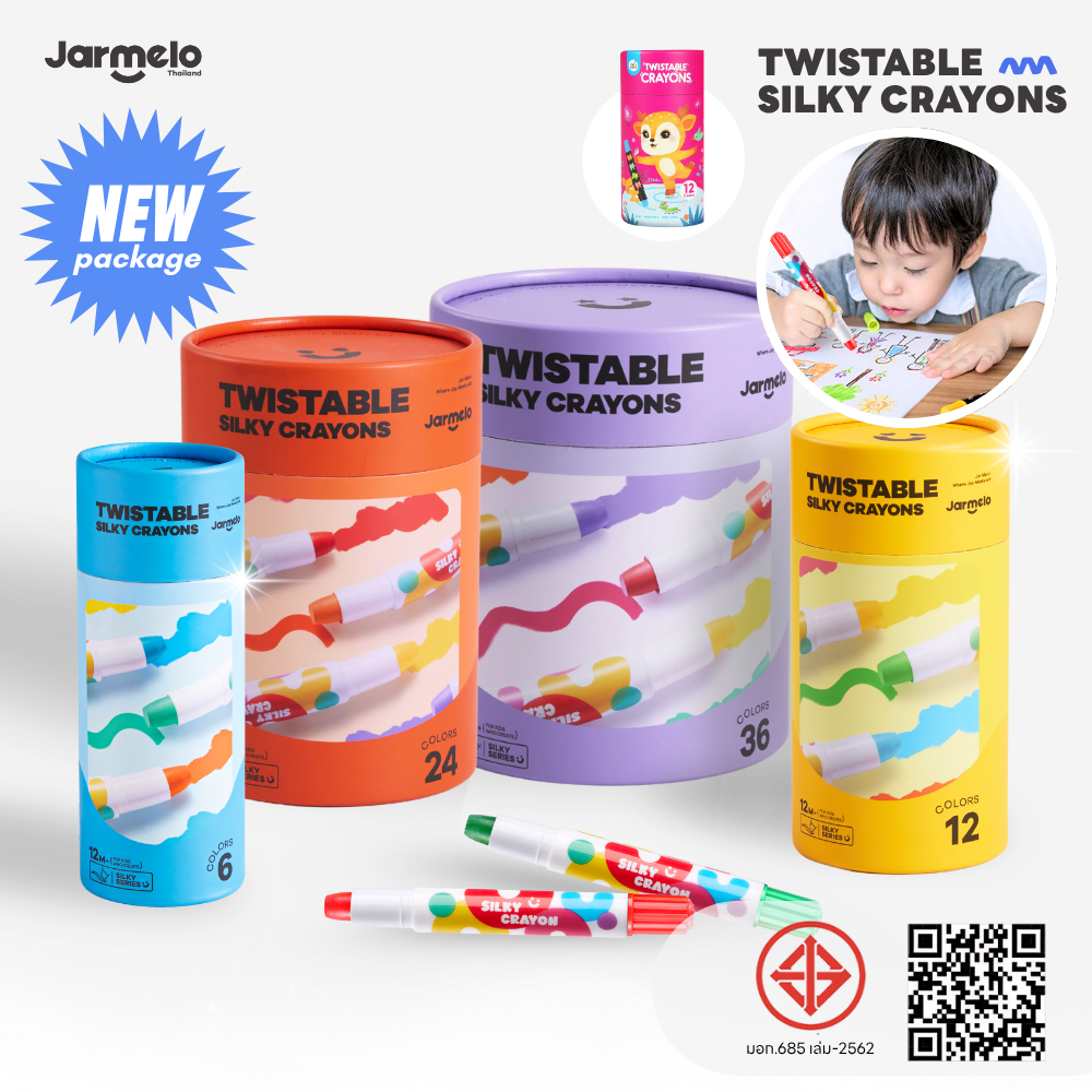 Jarmelo (Joan Miro) สีเทียนเด็กปลอดสารพิษ Twistable Silky Crayons ของเล่นระบายสีเด็กเสริมพัฒนาการ