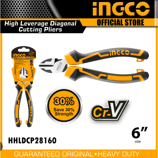 INGCO คีมปากตัด คีมตัดปากเฉียง 6" รุ่น HHLDCP28160 และ 7" รุ่น HHLDCP28180 ลดแรงบีบลง 30%