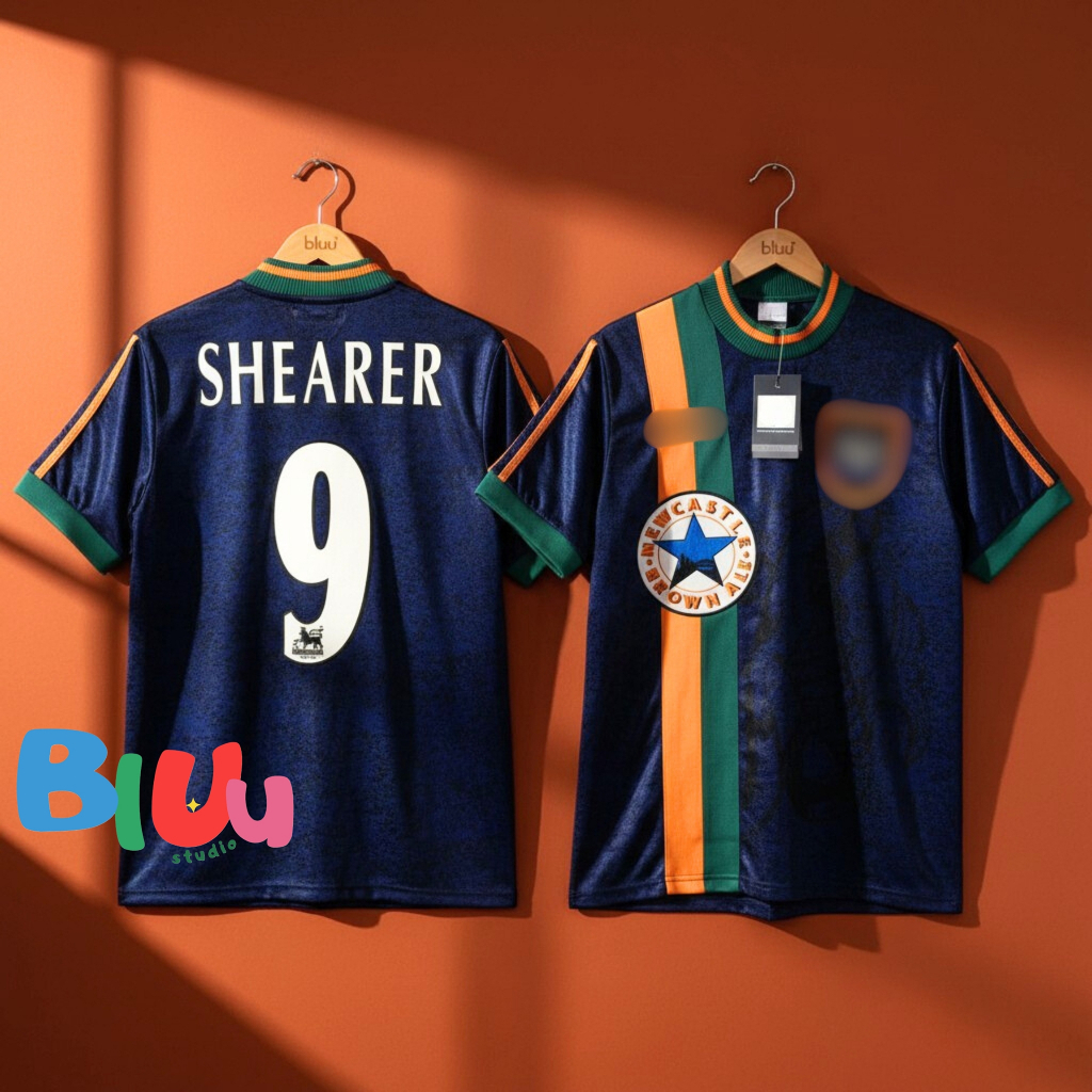 เสื้อฟุตบอลย้อนยุค Retro uิวคาสlซิa เยือน Away ปี 1997-98 (3A) โลโก้ปัก พร้อมเบอร์ชื่อนักเตะ