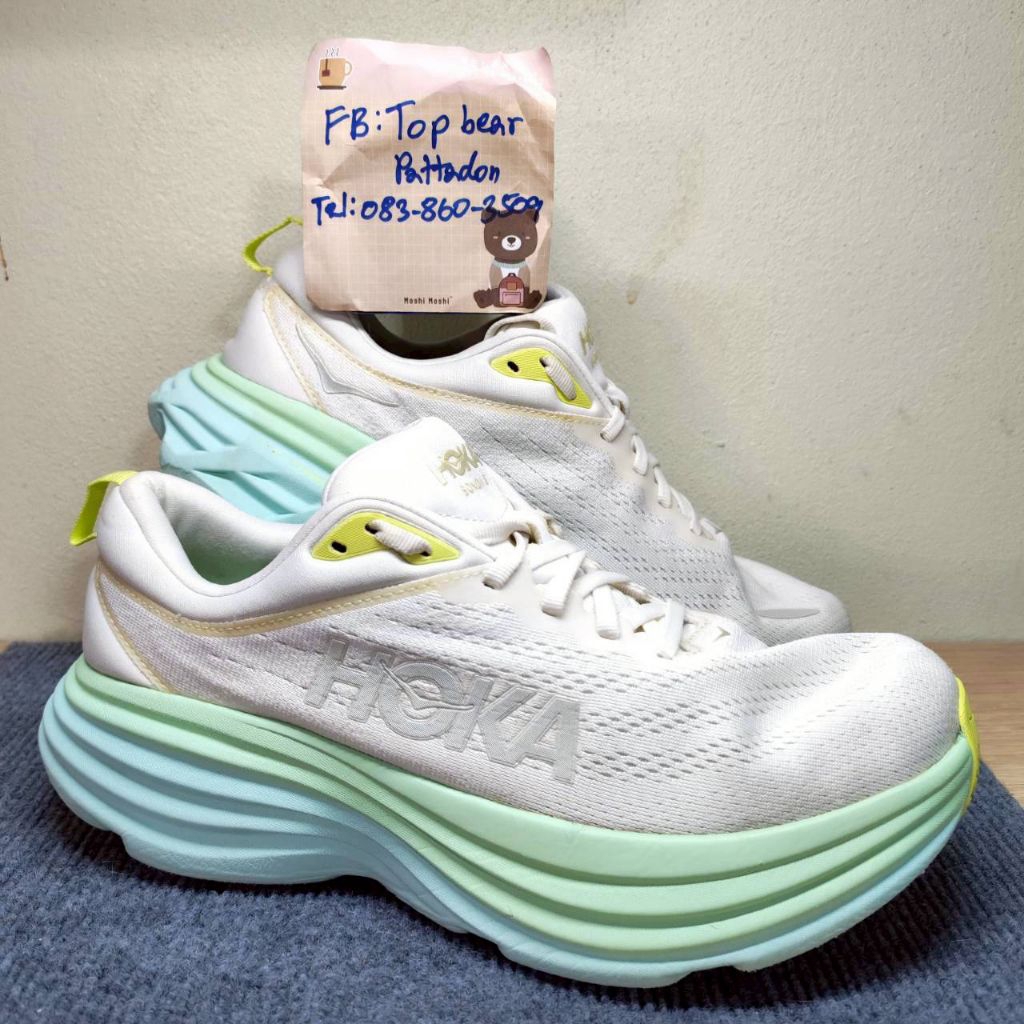 Hoka Bondi 8 🤍💚ของแท้💯 ไซส์ Eu42 26.5cm. รองเท้ามือสองของแท้