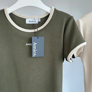 TRIMMY TOP เสื้อคอกลมทรงสลิม แต่งกุ๊นขอบ งานปัก มี 2 ไซส์