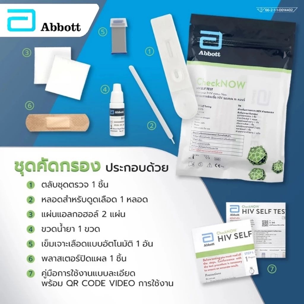 ชุดดูแลสุขภาพด้วยตนเอง Self Kit Abbott CheckNOW ฟรี! ถุงยาง