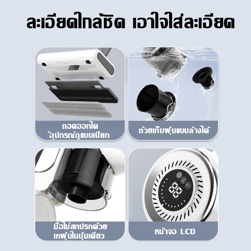【รับประกัน 5ปี】elago เครื่องดูดฝุ่นไร้สาย 998000Pa ระบบการกรอง 5ชั้น กําจัดไร 99.99%  Vacuum Cleaner ที่ดูดฝุ่นไร้สาย thumbnail 6