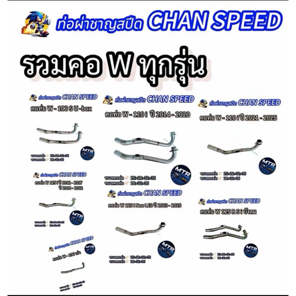 คอท่อชาญสปีด คอท่อรวมรุ่น Wave ทุกรุ่น งานคอCHAN SPEED